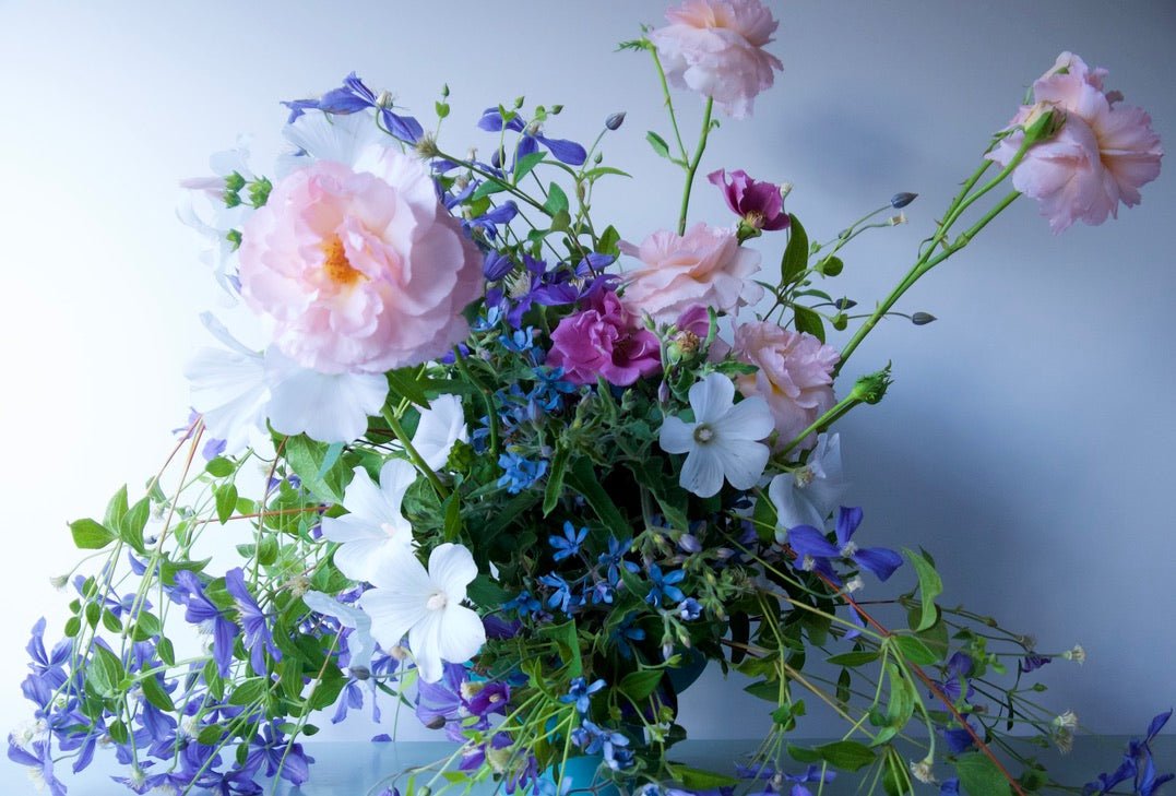 LARGE FLOWERS IN A VASE.