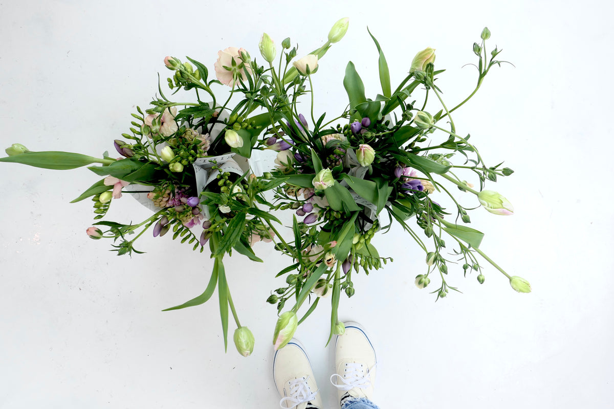 WRAPPED FLOWERS. NO VASE.