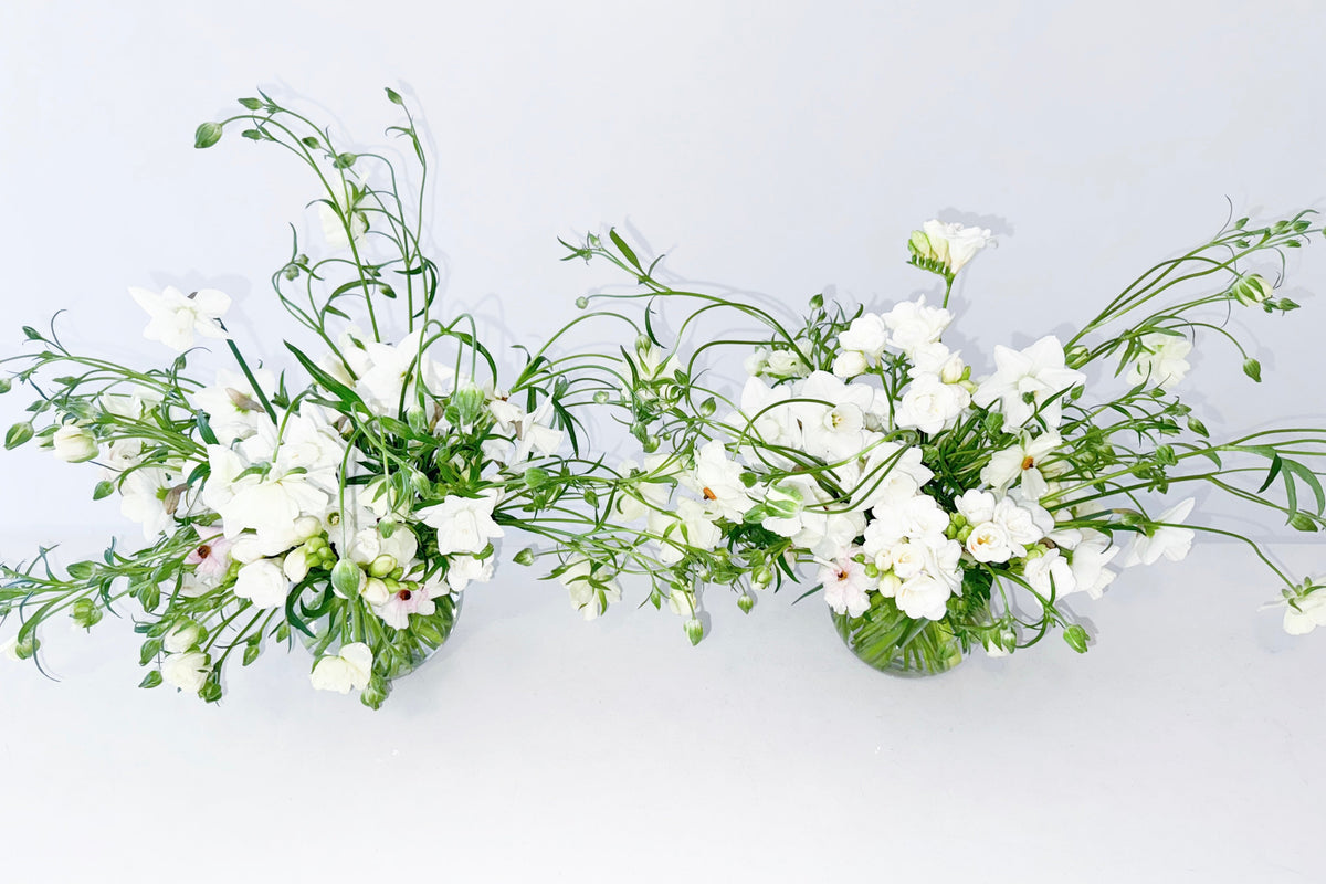 Locally grown flowers for Portland flower delivery at Fieldwork Flowers in NW Portland 97210. Ranunculus, freesia.