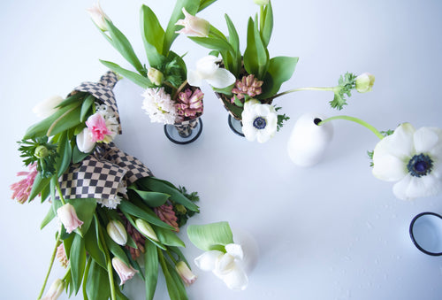 MEDIUM WRAPPED FLOWERS. NO VASE.