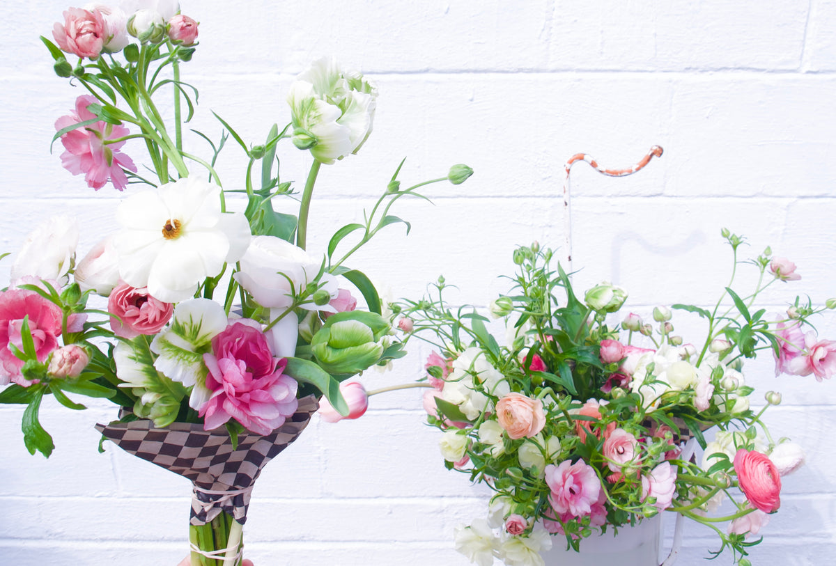 WRAPPED FLOWERS. NO VASE.