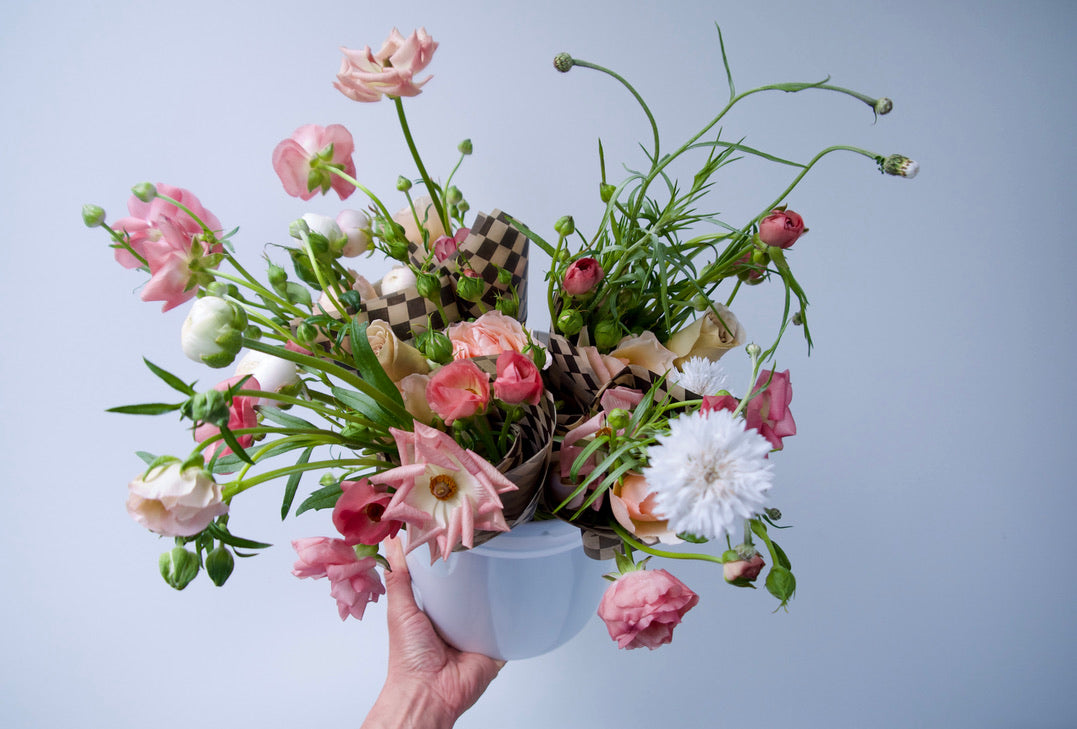 WRAPPED FLOWERS. NO VASE.
