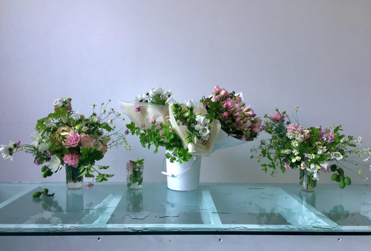 WRAPPED FLOWERS. NO VASE.