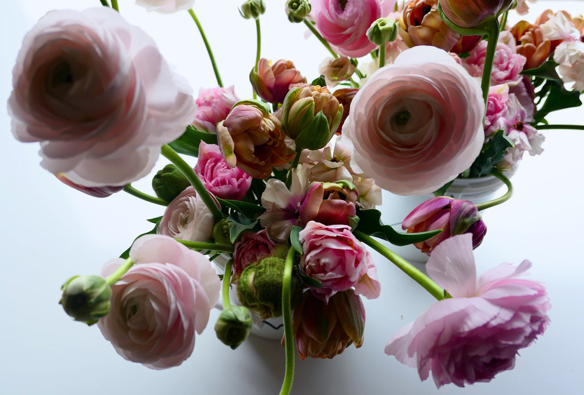WRAPPED FLOWERS. NO VASE.